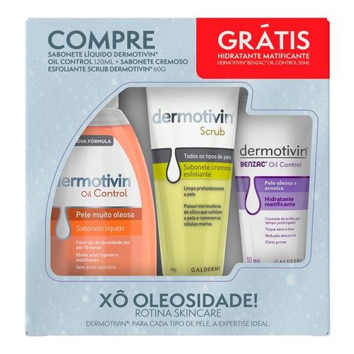 Kit sabonte + esfoliante + hidratante dermotivin